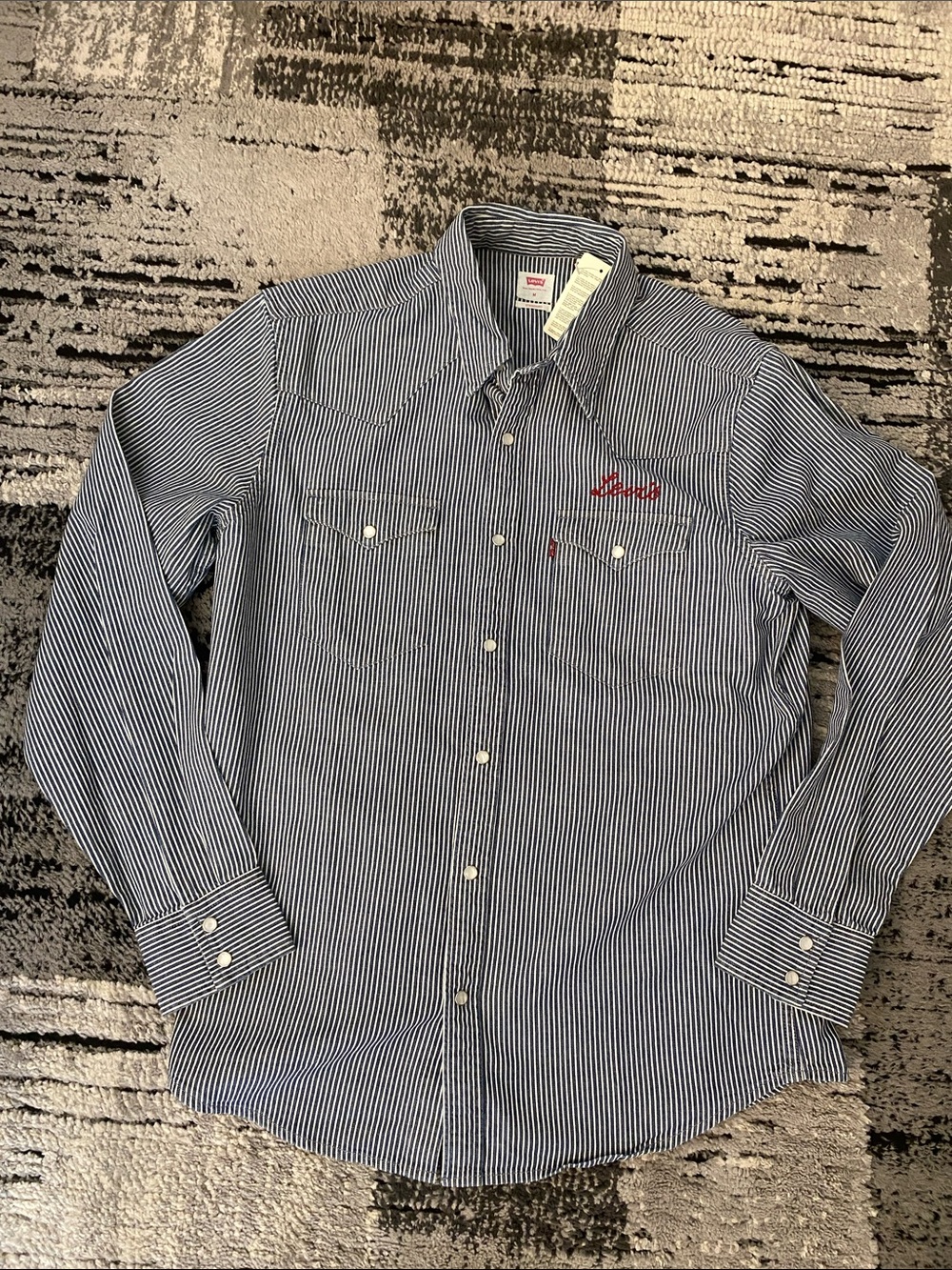 New Men’s Levi’s The Western Railroad Pearl Snap Shirt Medium